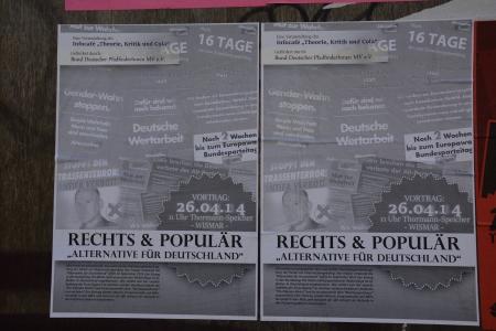 Wildes Plakat, gesehen in Wismar am 26.04.2014